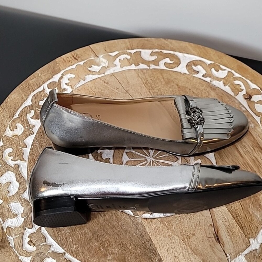 UKIES Silver Metallic Leather Leona Kiltie Loafers Size 9 Elegant & Comfortable - Picture 6 of 14